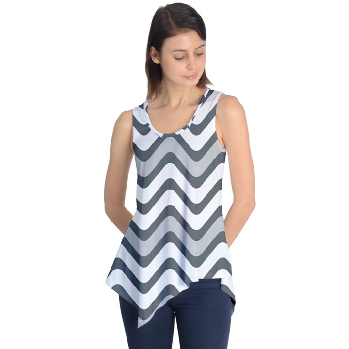 Shades Of Grey And White Wavy Lines Background Wallpaper Sleeveless Tunic