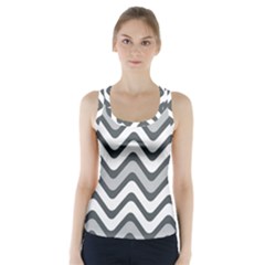 Shades Of Grey And White Wavy Lines Background Wallpaper Racer Back Sports Top by Simbadda