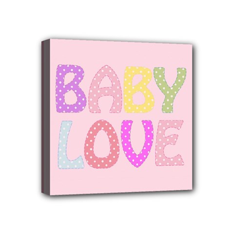 Pink Baby Love Text In Colorful Polka Dots Mini Canvas 4  X 4  by Simbadda