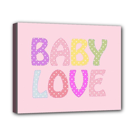 Pink Baby Love Text In Colorful Polka Dots Canvas 10  X 8  by Simbadda