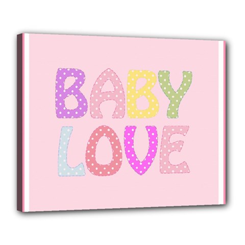 Pink Baby Love Text In Colorful Polka Dots Canvas 20  X 16  by Simbadda