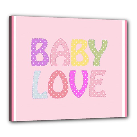 Pink Baby Love Text In Colorful Polka Dots Canvas 24  X 20  by Simbadda