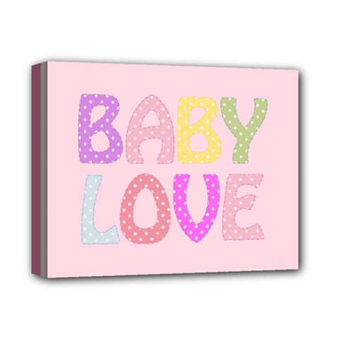 Pink Baby Love Text In Colorful Polka Dots Deluxe Canvas 14  X 11  by Simbadda