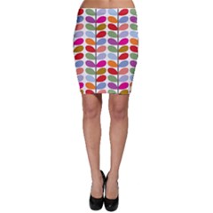 Colorful Bright Leaf Pattern Background Bodycon Skirt by Simbadda