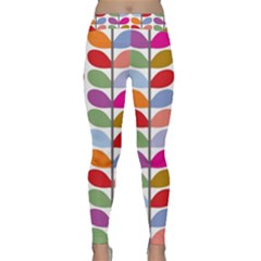 Colorful Bright Leaf Pattern Background Classic Yoga Leggings by Simbadda