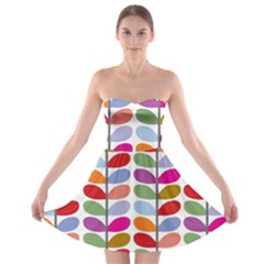 Colorful Bright Leaf Pattern Background Strapless Bra Top Dress by Simbadda