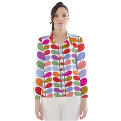 Colorful Bright Leaf Pattern Background Wind Breaker (women) by Simbadda