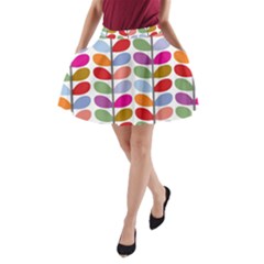 Colorful Bright Leaf Pattern Background A-line Pocket Skirt by Simbadda