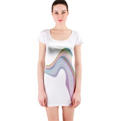 Abstract Ribbon Background Short Sleeve Bodycon Dress by Simbadda