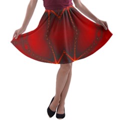 Impressive Red Fractal A-line Skater Skirt by Simbadda