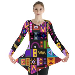 Abstract A Colorful Modern Illustration Long Sleeve Tunic  by Simbadda