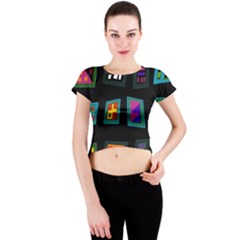 Abstract A Colorful Modern Illustration Crew Neck Crop Top by Simbadda