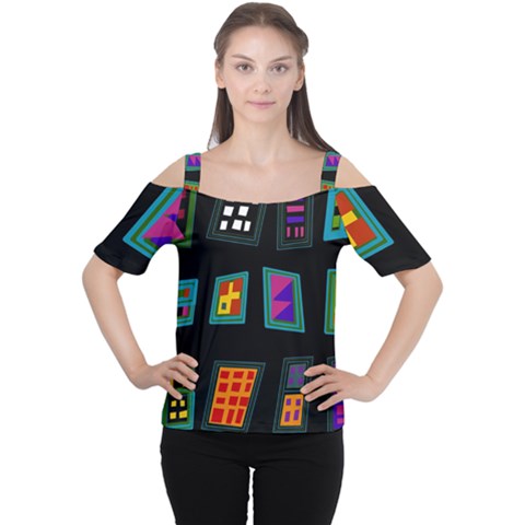 Abstract A Colorful Modern Illustration Women s Cutout Shoulder Tee by Simbadda