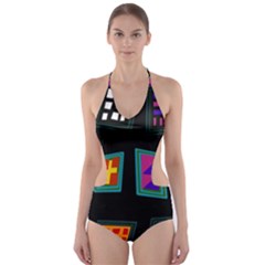 Abstract A Colorful Modern Illustration Cut-out One Piece Swimsuit by Simbadda