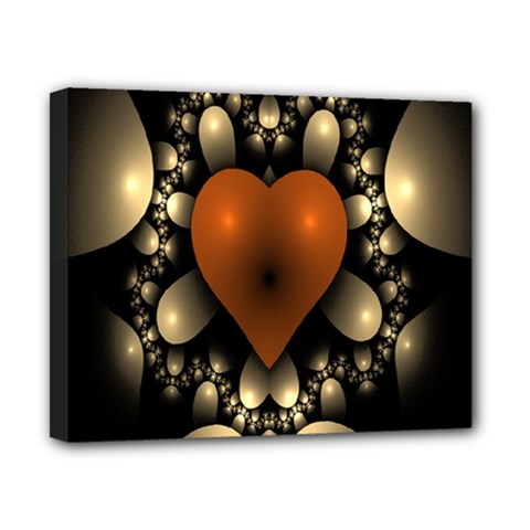 Fractal Of A Red Heart Surrounded By Beige Ball Canvas 10  X 8  by Simbadda