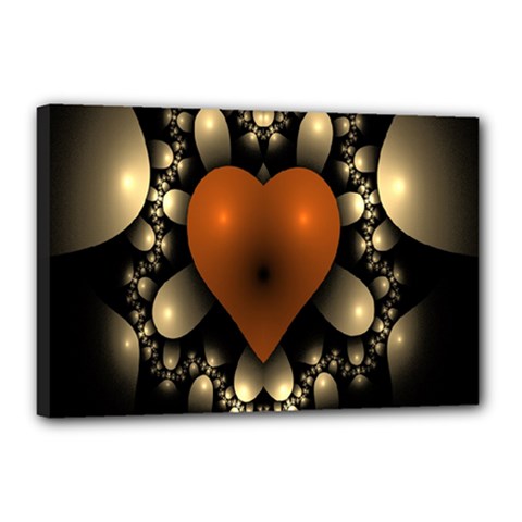 Fractal Of A Red Heart Surrounded By Beige Ball Canvas 18  X 12  by Simbadda