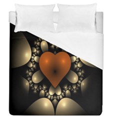 Fractal Of A Red Heart Surrounded By Beige Ball Duvet Cover (queen Size) by Simbadda