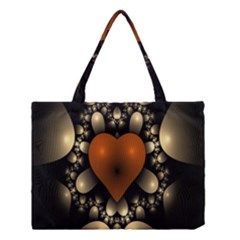 Fractal Of A Red Heart Surrounded By Beige Ball Medium Tote Bag by Simbadda