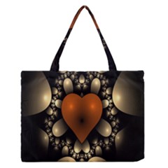 Fractal Of A Red Heart Surrounded By Beige Ball Medium Zipper Tote Bag by Simbadda