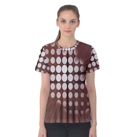 Technical Background With Circles And A Burst Of Color Women s Cotton Tee by Simbadda