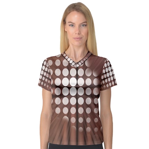 Technical Background With Circles And A Burst Of Color Women s V-neck Sport Mesh Tee by Simbadda