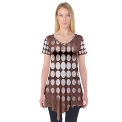 Technical Background With Circles And A Burst Of Color Short Sleeve Tunic  by Simbadda