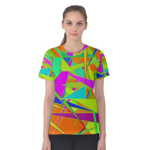 Background With Colorful Triangles Women s Cotton Tee by Simbadda