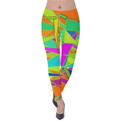 Background With Colorful Triangles Velvet Leggings by Simbadda