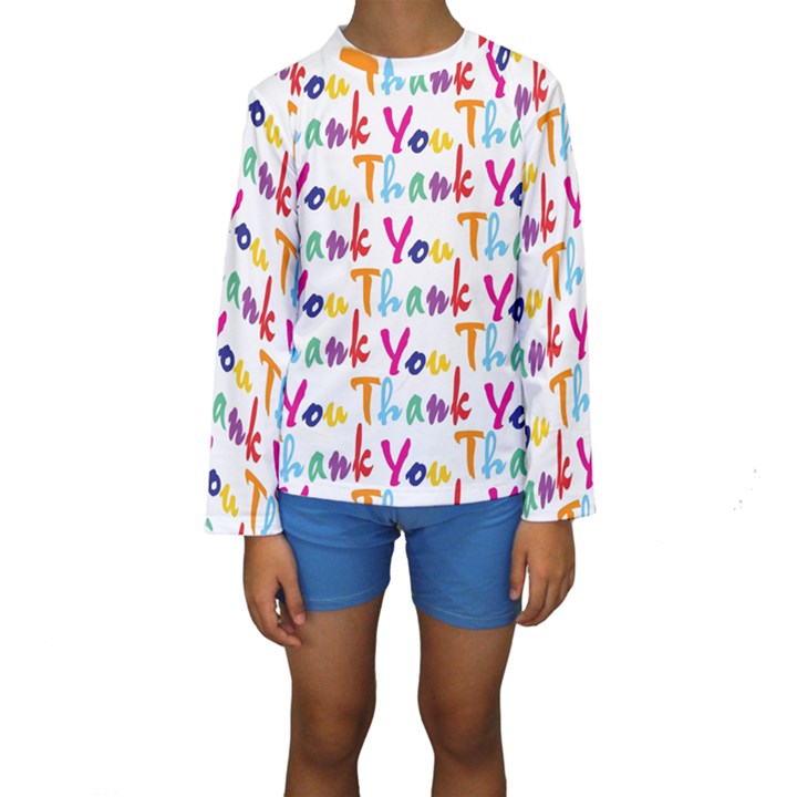 Wallpaper With The Words Thank You In Colorful Letters Kids  Long Sleeve Swimwear