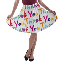 Wallpaper With The Words Thank You In Colorful Letters A-line Skater Skirt by Simbadda