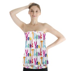 Wallpaper With The Words Thank You In Colorful Letters Strapless Top by Simbadda