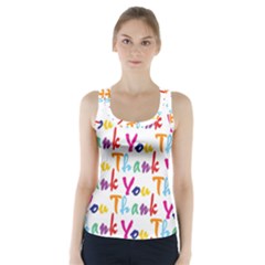 Wallpaper With The Words Thank You In Colorful Letters Racer Back Sports Top by Simbadda