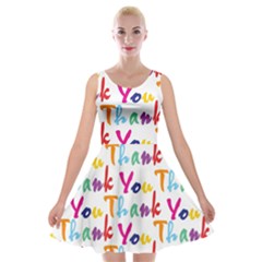 Wallpaper With The Words Thank You In Colorful Letters Velvet Skater Dress by Simbadda