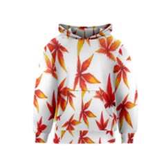 Colorful Autumn Leaves On White Background Kids  Pullover Hoodie by Simbadda