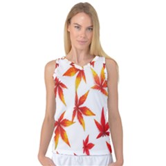 Colorful Autumn Leaves On White Background Women s Basketball Tank Top by Simbadda