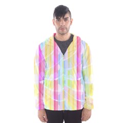 Colorful Abstract Stripes Circles And Waves Wallpaper Background Hooded Wind Breaker (men) by Simbadda