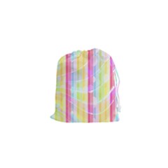 Colorful Abstract Stripes Circles And Waves Wallpaper Background Drawstring Pouches (xs)  by Simbadda