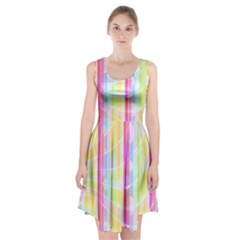 Colorful Abstract Stripes Circles And Waves Wallpaper Background Racerback Midi Dress by Simbadda