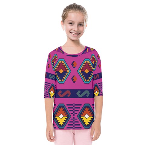 Abstract A Colorful Modern Illustration Kids  Quarter Sleeve Raglan Tee by Simbadda