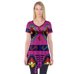 Abstract A Colorful Modern Illustration Short Sleeve Tunic  by Simbadda