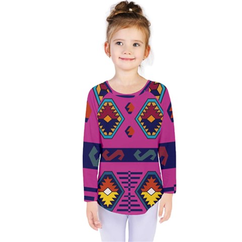 Abstract A Colorful Modern Illustration Kids  Long Sleeve Tee by Simbadda