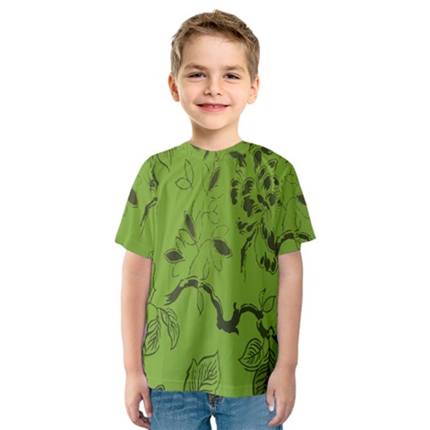 Abstract Green Background Natural Motive Kids  Sport Mesh Tee by Simbadda