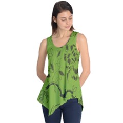 Abstract Green Background Natural Motive Sleeveless Tunic by Simbadda