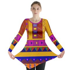 Abstract A Colorful Modern Illustration Long Sleeve Tunic  by Simbadda