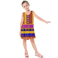 Abstract A Colorful Modern Illustration Kids  Sleeveless Dress by Simbadda