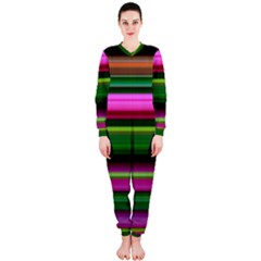 Multi Colored Stripes Background Wallpaper Onepiece Jumpsuit (ladies)  by Simbadda