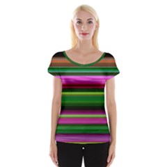 Multi Colored Stripes Background Wallpaper Women s Cap Sleeve Top by Simbadda