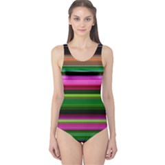 Multi Colored Stripes Background Wallpaper One Piece Swimsuit by Simbadda