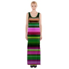 Multi Colored Stripes Background Wallpaper Maxi Thigh Split Dress by Simbadda