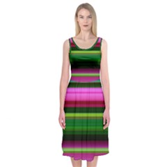 Multi Colored Stripes Background Wallpaper Midi Sleeveless Dress by Simbadda